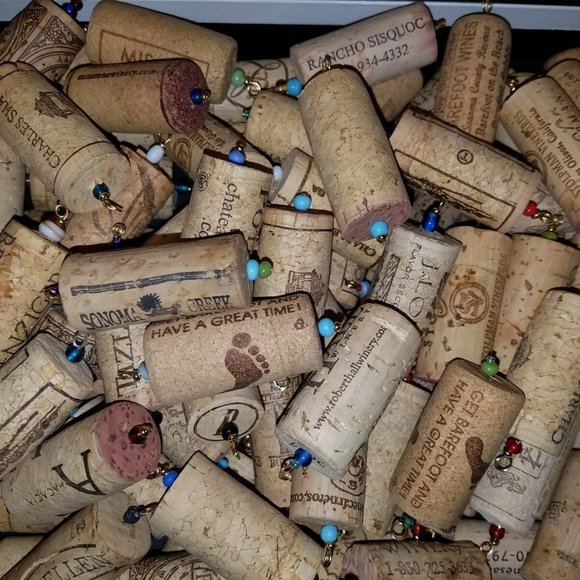 Handmade Wine Cork Ornaments and Beaded Hooks - Picture 3 of 3